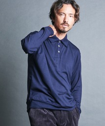 SUPER100's WOOL HIGH GAUGE KNIT POLO L/S:ウール ハイゲージ ニットポロ ロングスリーブ
