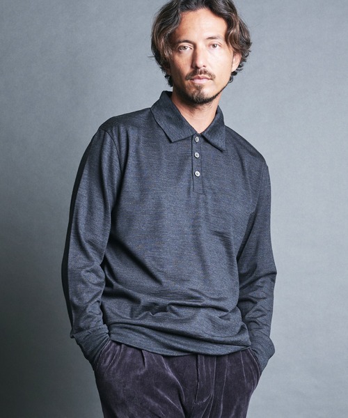 Magine(マージン)の「SUPER100's WOOL HIGH GAUGE KNIT POLO L/S:ウール ハイゲージ ニットポロ ロングスリーブ(ニット/セーター・メンズ・チャコールグレー/グレイッシュベージュ/ブラック/ネイビー・44/48/46)」の1枚目の写真
