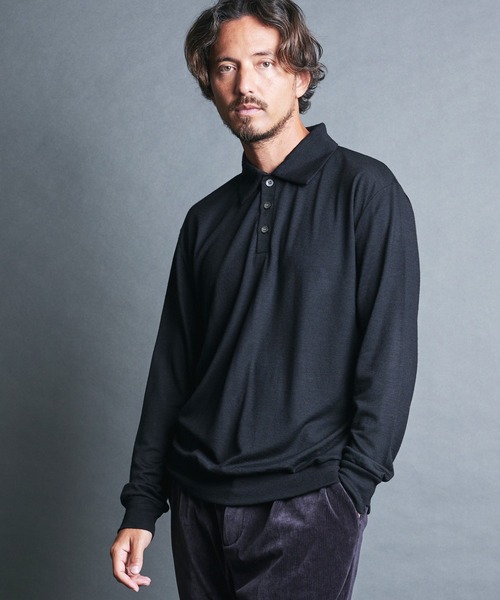 Magine(マージン)の「SUPER100's WOOL HIGH GAUGE KNIT POLO L/S:ウール ハイゲージ ニットポロ ロングスリーブ(ニット/セーター・メンズ・チャコールグレー/グレイッシュベージュ/ブラック/ネイビー・44/48/46)」の6枚目の写真
