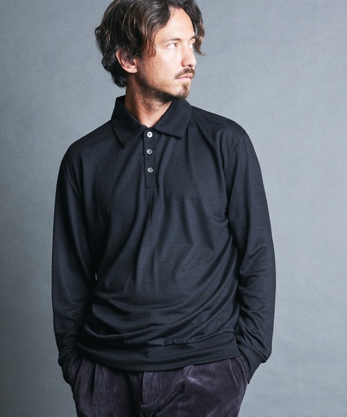 Magine(マージン)の「SUPER100's WOOL HIGH GAUGE KNIT POLO L/S:ウール ハイゲージ ニットポロ ロングスリーブ(ニット/セーター・メンズ・チャコールグレー/グレイッシュベージュ/ブラック/ネイビー・44/48/46)」の8枚目の写真