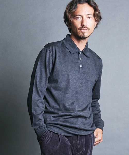 Magine(マージン)の「SUPER100's WOOL HIGH GAUGE KNIT POLO L/S:ウール ハイゲージ ニットポロ ロングスリーブ(ニット/セーター・メンズ・チャコールグレー/グレイッシュベージュ/ブラック/ネイビー・44/48/46)」の9枚目の写真