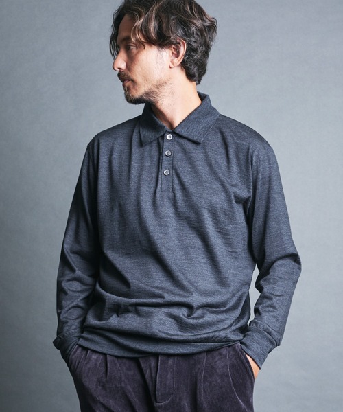 Magine(マージン)の「SUPER100's WOOL HIGH GAUGE KNIT POLO L/S:ウール ハイゲージ ニットポロ ロングスリーブ(ニット/セーター・メンズ・チャコールグレー/グレイッシュベージュ/ブラック/ネイビー・44/48/46)」の10枚目の写真