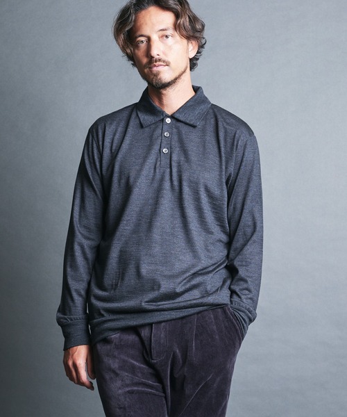 Magine(マージン)の「SUPER100's WOOL HIGH GAUGE KNIT POLO L/S:ウール ハイゲージ ニットポロ ロングスリーブ(ニット/セーター・メンズ・チャコールグレー/グレイッシュベージュ/ブラック/ネイビー・44/48/46)」の12枚目の写真