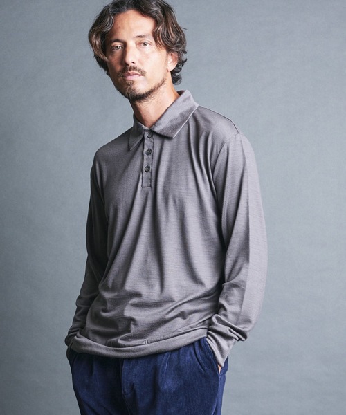 Magine(マージン)の「SUPER100's WOOL HIGH GAUGE KNIT POLO L/S:ウール ハイゲージ ニットポロ ロングスリーブ(ニット/セーター・メンズ・チャコールグレー/グレイッシュベージュ/ブラック/ネイビー・44/48/46)」の13枚目の写真
