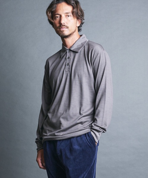 Magine(マージン)の「SUPER100's WOOL HIGH GAUGE KNIT POLO L/S:ウール ハイゲージ ニットポロ ロングスリーブ(ニット/セーター・メンズ・チャコールグレー/グレイッシュベージュ/ブラック/ネイビー・44/48/46)」の14枚目の写真