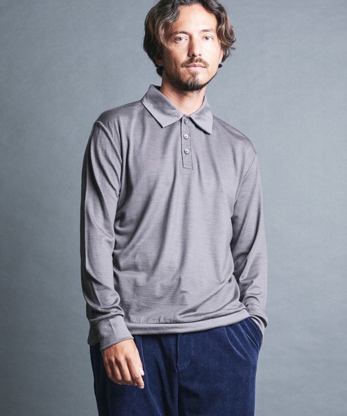 Magine(マージン)の「SUPER100's WOOL HIGH GAUGE KNIT POLO L/S:ウール ハイゲージ ニットポロ ロングスリーブ(ニット/セーター・メンズ・チャコールグレー/グレイッシュベージュ/ブラック/ネイビー・44/48/46)」の16枚目の写真