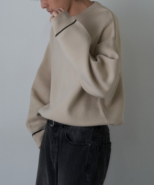 COLONY 2139（コロニートゥーワンスリーナイン）の「リサイクルポリクルーニット（ニット/セーター・メンズ・チャコールグレー/アイボリー/ブラック/グレイッシュベージュ・MEDIUM/LARGE）」の6枚目の写真