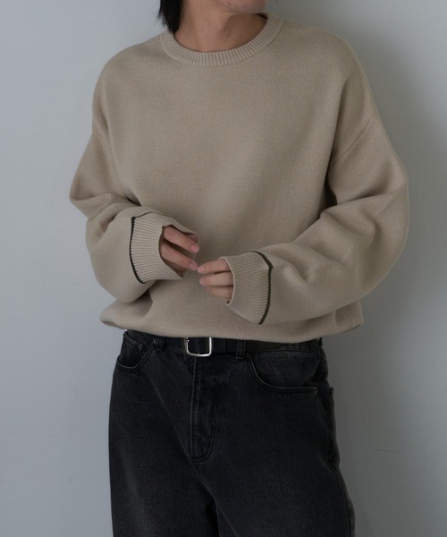 COLONY 2139（コロニートゥーワンスリーナイン）の「リサイクルポリクルーニット（ニット/セーター・メンズ・チャコールグレー/アイボリー/ブラック/グレイッシュベージュ・MEDIUM/LARGE）」の10枚目の写真