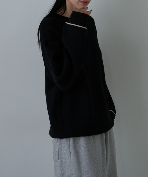 COLONY 2139（コロニートゥーワンスリーナイン）の「リサイクルポリクルーニット（ニット/セーター・メンズ・チャコールグレー/アイボリー/ブラック/グレイッシュベージュ・MEDIUM/LARGE）」の12枚目の写真