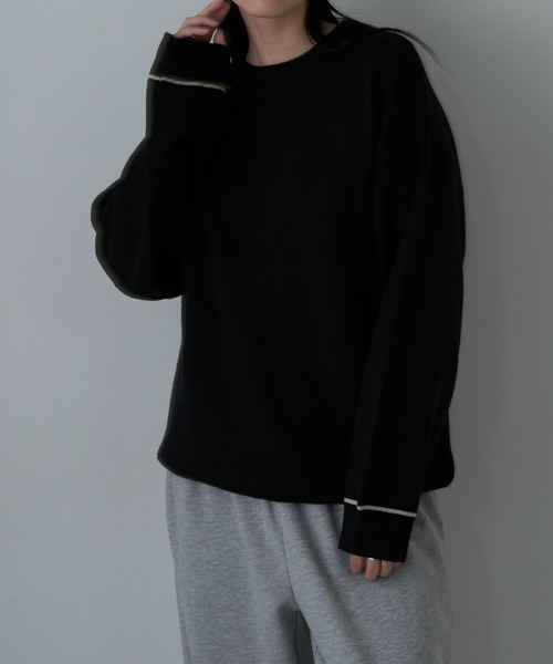 COLONY 2139（コロニートゥーワンスリーナイン）の「リサイクルポリクルーニット（ニット/セーター・メンズ・チャコールグレー/アイボリー/ブラック/グレイッシュベージュ・MEDIUM/LARGE）」の14枚目の写真