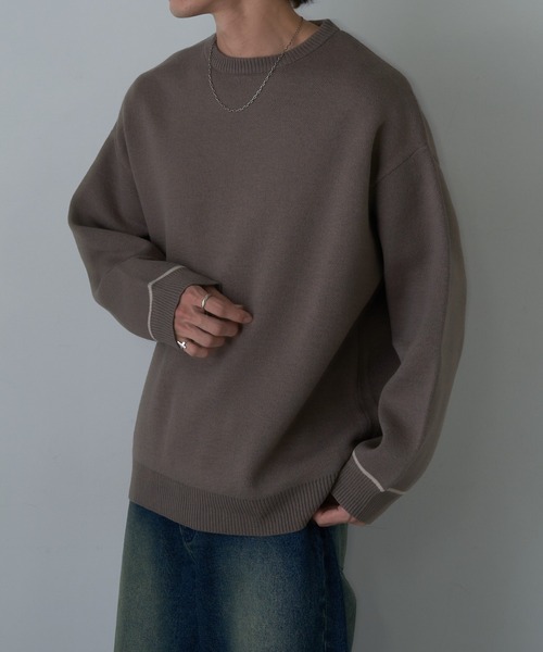 COLONY 2139（コロニートゥーワンスリーナイン）の「リサイクルポリクルーニット（ニット/セーター・メンズ・チャコールグレー/アイボリー/ブラック/グレイッシュベージュ・MEDIUM/LARGE）」の21枚目の写真