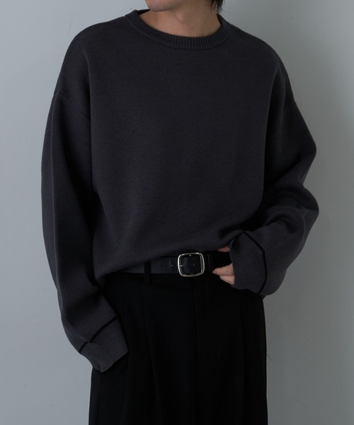 COLONY 2139（コロニートゥーワンスリーナイン）の「リサイクルポリクルーニット（ニット/セーター・メンズ・チャコールグレー/アイボリー/ブラック/グレイッシュベージュ・MEDIUM/LARGE）」の15枚目の写真