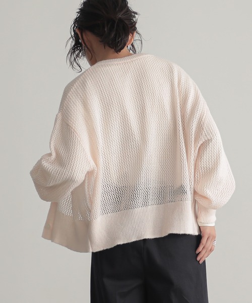 for/c（フォーシー）の「モヘアライクメッシュニットカーディガン【サスティナブル】（カーディガン/ボレロ・レディース・ブラック/ピンク/グレー・M/L）」の20枚目の写真