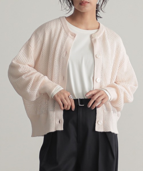 モヘアライクメッシュニットカーディガン【サスティナブル