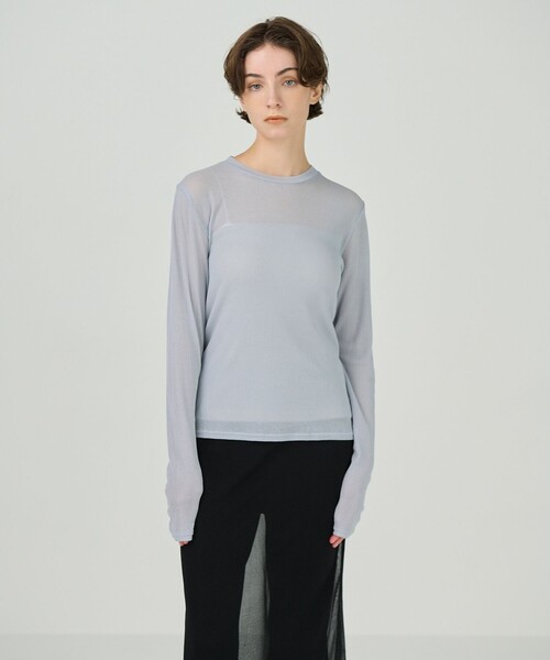 Diagram(ダイアグラム)の「シアーテレコカットソー(Tシャツ/カットソー・レディース・イエロー/ホワイト/ブラック/グレー・36)」の9枚目の写真