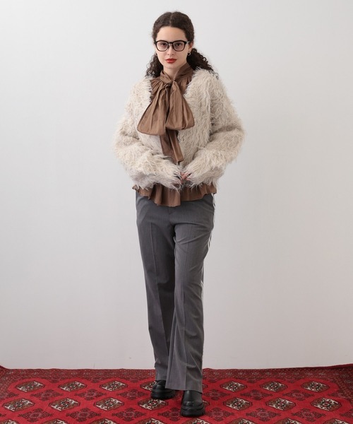 saloon（サルーン）の「SALOON(サルーン)/シャギーニットカーディガン【手洗い可】（カーディガン/ボレロ・レディース・グレー/アイボリー/ターコイズブルー・FREE）」の10枚目の写真