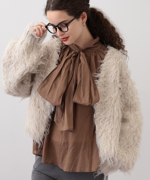 saloon（サルーン）の「SALOON(サルーン)/シャギーニットカーディガン【手洗い可】（カーディガン/ボレロ・レディース・グレー/アイボリー/ターコイズブルー・FREE）」の13枚目の写真