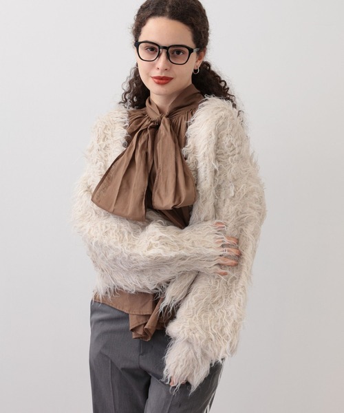 saloon（サルーン）の「SALOON(サルーン)/シャギーニットカーディガン【手洗い可】（カーディガン/ボレロ・レディース・グレー/アイボリー/ターコイズブルー・FREE）」の14枚目の写真