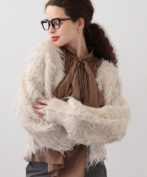 saloon（サルーン）の「SALOON(サルーン)/シャギーニットカーディガン【手洗い可】（カーディガン/ボレロ・レディース・グレー/アイボリー/ターコイズブルー・FREE）」の15枚目の写真