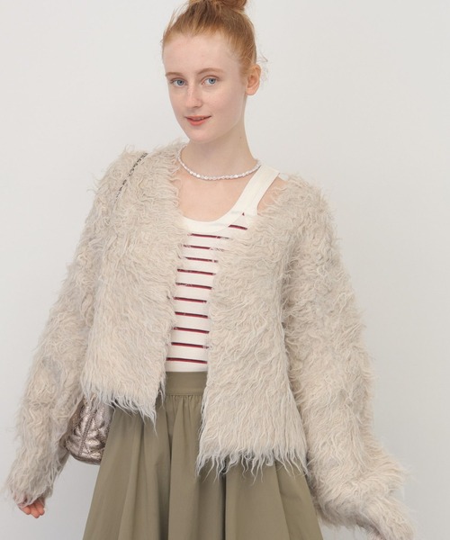 saloon（サルーン）の「SALOON(サルーン)/シャギーニットカーディガン【手洗い可】（カーディガン/ボレロ・レディース・グレー/アイボリー/ターコイズブルー・FREE）」の21枚目の写真