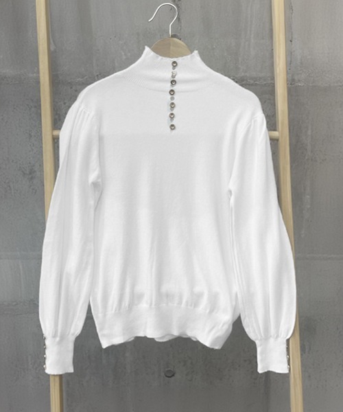 Miniministore(ミニミニストア)の「ニットトップス ハイネック ニットウェア(ニット/セーター・レディース・ブラック/ホワイト/ピンク/ベージュ・FREE)」の12枚目の写真