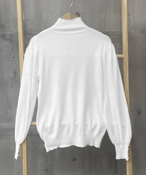 Miniministore(ミニミニストア)の「ニットトップス ハイネック ニットウェア(ニット/セーター・レディース・ブラック/ホワイト/ピンク/ベージュ・FREE)」の11枚目の写真