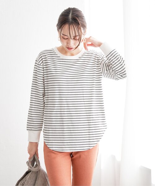 ikka(イッカ)の「コットンUSA裾ラウンドロンT(Tシャツ/カットソー・レディース・ダークベージュ/その他1/チャコールグレー/オフホワイト・S/L/M)」の13枚目の写真