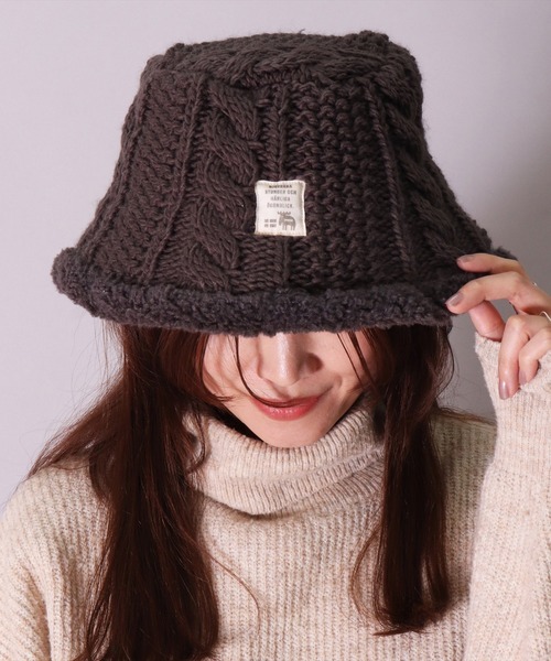 moz(モズ)の「(LF)【moz】ケーブルニット × ボア バケットハット(ハット・レディース・ブラック/アイボリー/チャコールグレー・FREE)」の20枚目の写真