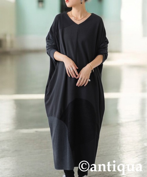 antiqua(アンティカ)の「切り替えワンピース(ワンピース・レディース・ネイビー/ブラック・ONESIZE)」の2枚目の写真