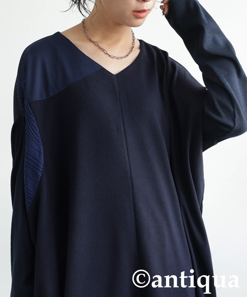 antiqua(アンティカ)の「切り替えワンピース(ワンピース・レディース・ネイビー/ブラック・ONESIZE)」の12枚目の写真