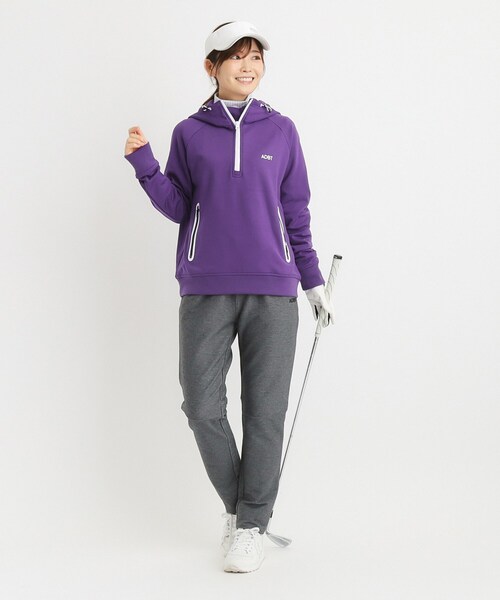 adabat（アダバット）の「◆【ADBT】ラグラン袖 ハーフジップパーカー（パーカー・レディース・ライトパープル/アイボリー・42/40/38/36）」の5枚目の写真