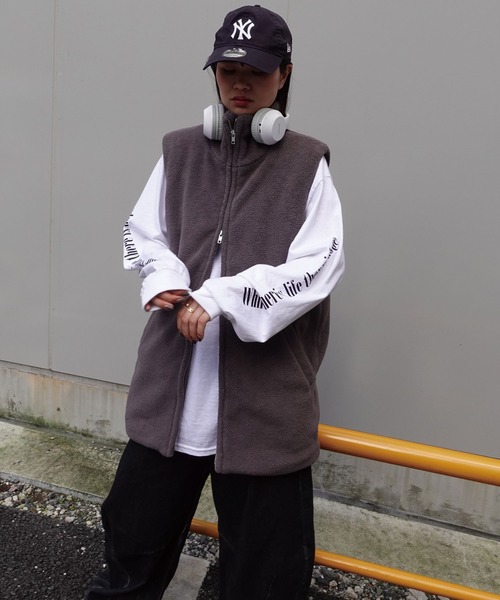 CORNERS（コーナーズ）の「ボアスタンドカラーベスト（ダウンベスト・レディース・チャコールグレー/ブラック/ベージュ系その他・M）」の6枚目の写真