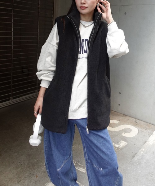 CORNERS（コーナーズ）の「ボアスタンドカラーベスト（ダウンベスト・レディース・チャコールグレー/ブラック/ベージュ系その他・M）」の13枚目の写真