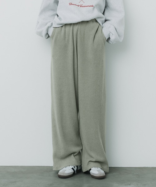 coca(coca)(コカ)の「起毛リブイージーワイドパンツ(その他パンツ・レディース・グレー/チャコール/ライトベージュ/カーキ・LONG/SHORT/MEDIUM)」の4枚目の写真