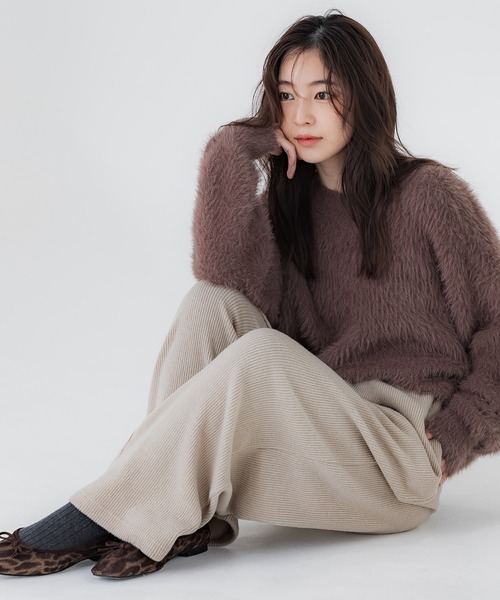 coca(coca)(コカ)の「起毛リブイージーワイドパンツ(その他パンツ・レディース・グレー/チャコール/ライトベージュ/カーキ・LONG/SHORT/MEDIUM)」の5枚目の写真