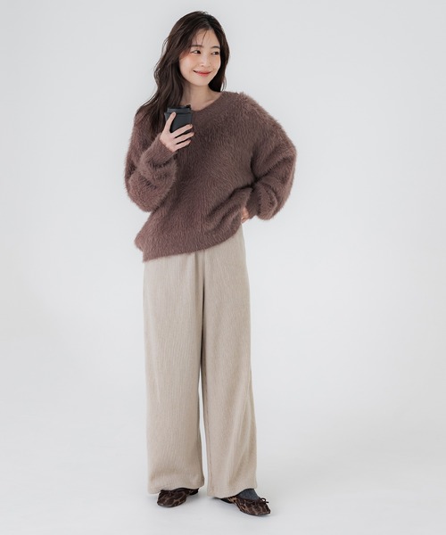 coca(coca)(コカ)の「起毛リブイージーワイドパンツ(その他パンツ・レディース・グレー/チャコール/ライトベージュ/カーキ・LONG/SHORT/MEDIUM)」の6枚目の写真