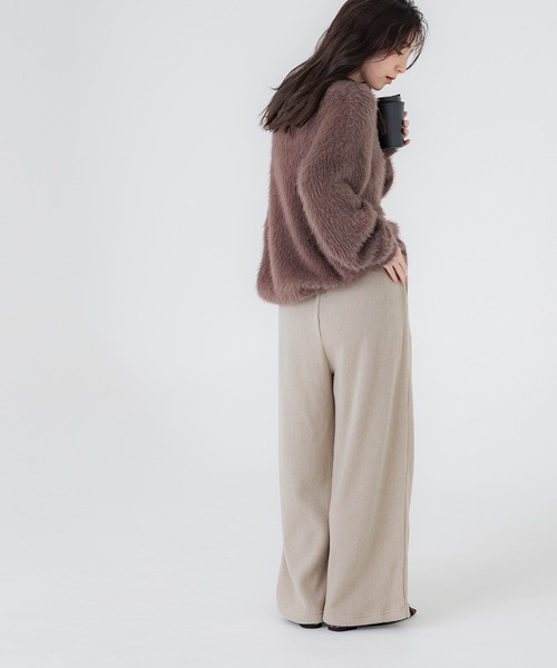 coca(coca)(コカ)の「起毛リブイージーワイドパンツ(その他パンツ・レディース・グレー/チャコール/ライトベージュ/カーキ・LONG/SHORT/MEDIUM)」の7枚目の写真