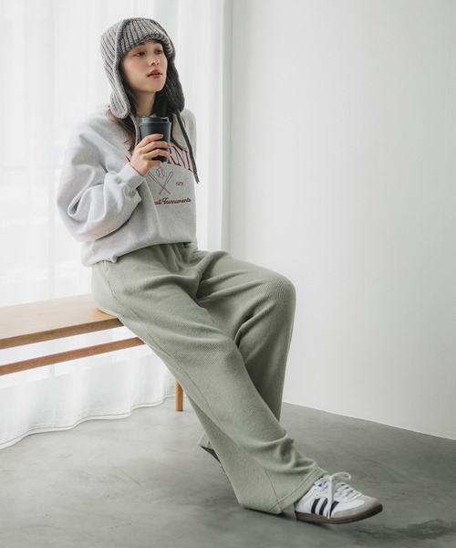 coca(coca)(コカ)の「起毛リブイージーワイドパンツ(その他パンツ・レディース・グレー/チャコール/ライトベージュ/カーキ・LONG/SHORT/MEDIUM)」の11枚目の写真
