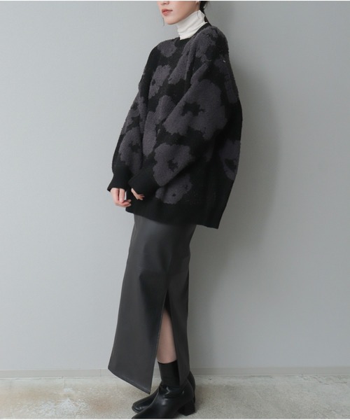 OandI（オーアンドアイ）の「モールジャガードニットプルオーバー（ニット/セーター・レディース・グレー/チャコールグレー・FREE）」の6枚目の写真