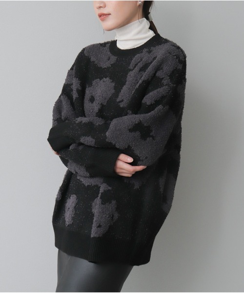 OandI（オーアンドアイ）の「モールジャガードニットプルオーバー（ニット/セーター・レディース・グレー/チャコールグレー・FREE）」の13枚目の写真