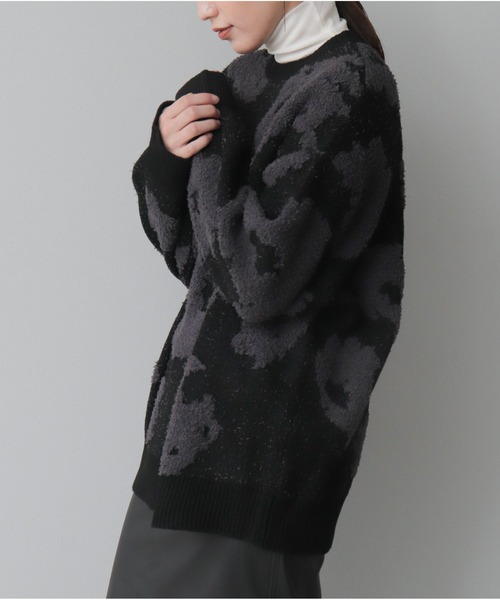OandI（オーアンドアイ）の「モールジャガードニットプルオーバー（ニット/セーター・レディース・グレー/チャコールグレー・FREE）」の14枚目の写真