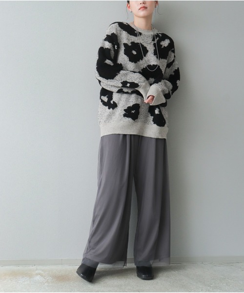 OandI（オーアンドアイ）の「モールジャガードニットプルオーバー（ニット/セーター・レディース・グレー/チャコールグレー・FREE）」の16枚目の写真