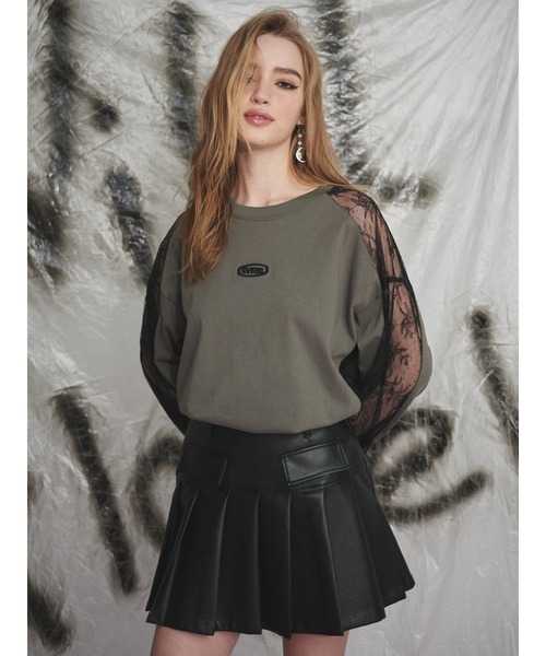 EVRIS（エヴリス）の「レザーライクプリーツミニスカート（スカート・レディース・ブラウン/ブラック・MEDIUM/SMALL）」の10枚目の写真