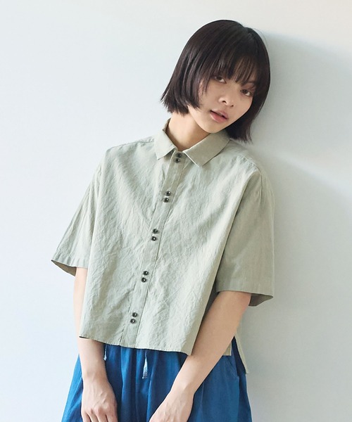 bulle de savon(ビュルデサボン)の「△60sフレンチリネン boy shirt(シャツ/ブラウス・レディース・サックスブルー/その他/ネイビー/その他1/ホワイト/グリーン/レッド・FREE)」の7枚目の写真