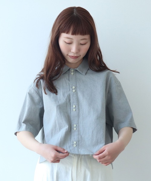 bulle de savon(ビュルデサボン)の「△60sフレンチリネン boy shirt(シャツ/ブラウス・レディース・サックスブルー/その他/ネイビー/その他1/ホワイト/グリーン/レッド・FREE)」の6枚目の写真
