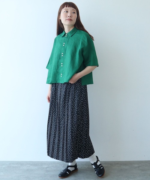 bulle de savon(ビュルデサボン)の「△60sフレンチリネン boy shirt(シャツ/ブラウス・レディース・サックスブルー/その他/ネイビー/その他1/ホワイト/グリーン/レッド・FREE)」の21枚目の写真
