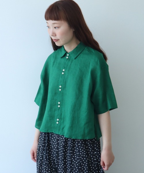 bulle de savon(ビュルデサボン)の「△60sフレンチリネン boy shirt(シャツ/ブラウス・レディース・サックスブルー/その他/ネイビー/その他1/ホワイト/グリーン/レッド・FREE)」の17枚目の写真