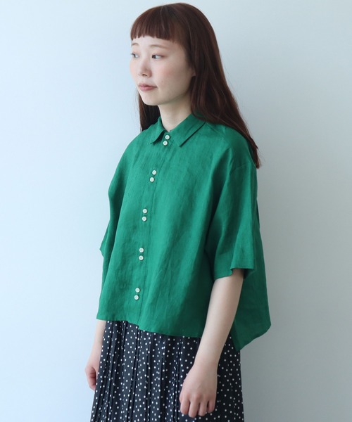 bulle de savon(ビュルデサボン)の「△60sフレンチリネン boy shirt(シャツ/ブラウス・レディース・サックスブルー/その他/ネイビー/その他1/ホワイト/グリーン/レッド・FREE)」の20枚目の写真
