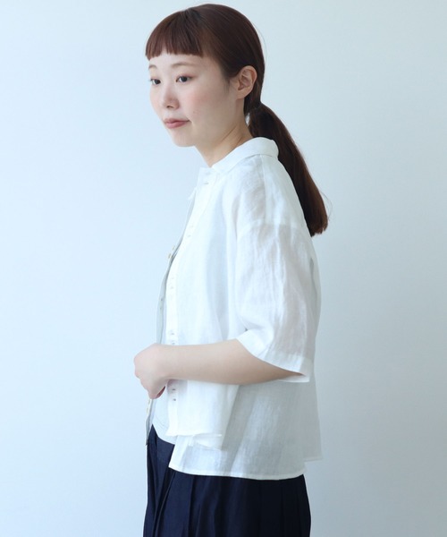 bulle de savon(ビュルデサボン)の「△60sフレンチリネン boy shirt(シャツ/ブラウス・レディース・サックスブルー/その他/ネイビー/その他1/ホワイト/グリーン/レッド・FREE)」の9枚目の写真