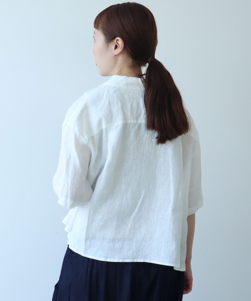 bulle de savon(ビュルデサボン)の「△60sフレンチリネン boy shirt(シャツ/ブラウス・レディース・サックスブルー/その他/ネイビー/その他1/ホワイト/グリーン/レッド・FREE)」の10枚目の写真